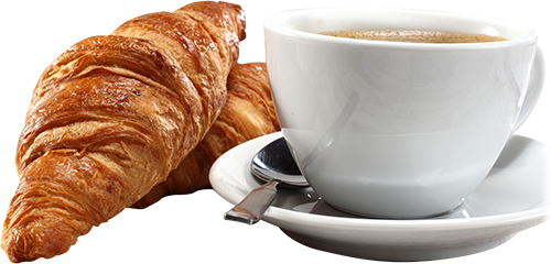 San Diego Coffee House - Coffee And Croissant Png (500x240), Png Download