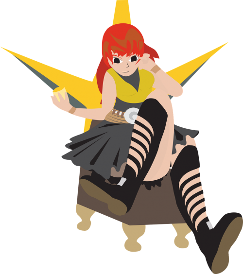 Girl Sitting On A Throne,red Head Woman Sitting,svg - Cartoon (500x564), Png Download