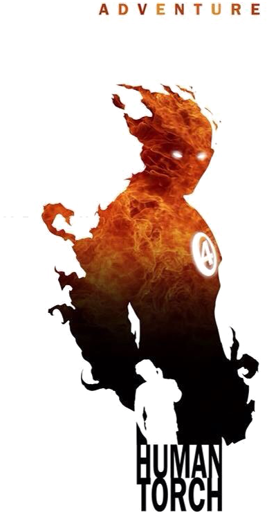 Human Torch Png Photo - Silhouette Marvel Logo Superhero (621x960), Png Download