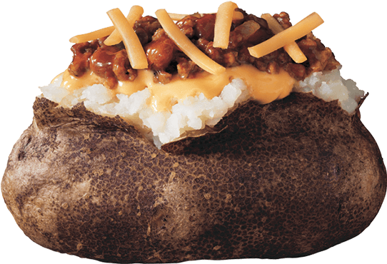 Baked Potato Chili & Cheese - Chili Baked Potato Png (559x410), Png Download
