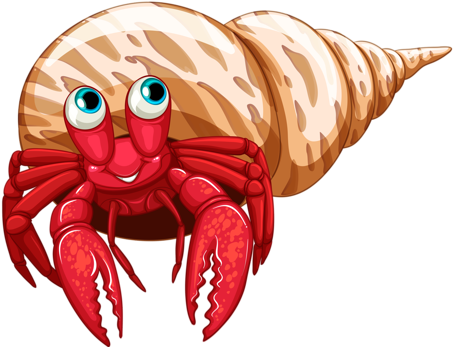 Hermit Crab Clipart Sea Creature - Dibujos De Cangrejos Ermitaños (500x372), Png Download