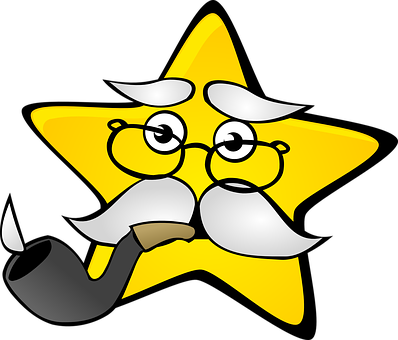 Star, Man, Old, Glasses, Bear, Gray - Old Star Clipart (398x340), Png Download