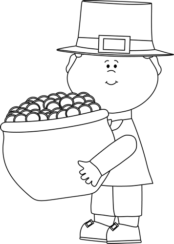 Black And White Saint Patrick's Day Boy With Pot Of - Saint Patrick's Day (356x500), Png Download