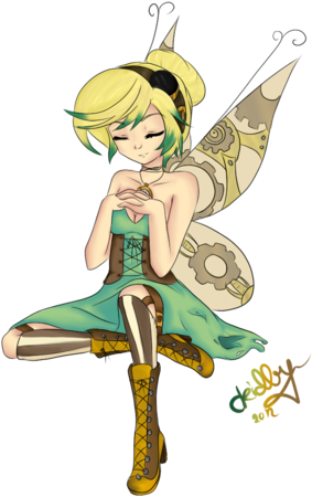 Punk Tinkerbell - Fairy Steampunk Chibi (400x500), Png Download
