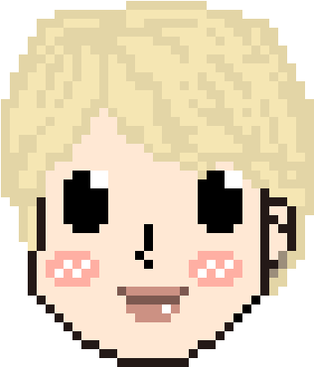 Jimin - Pixel Art Anime Face (390x490), Png Download