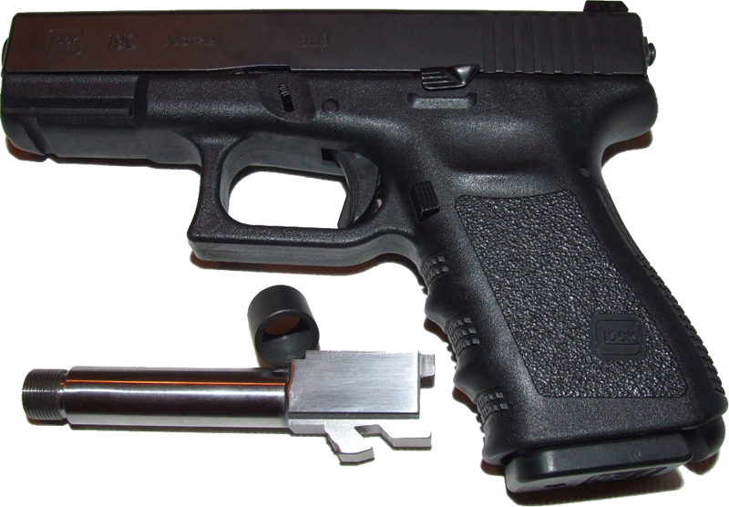 Glock 19 C Glock 26 Threaded Barrel - Glock 19 Silencieux (800x556), Png Download