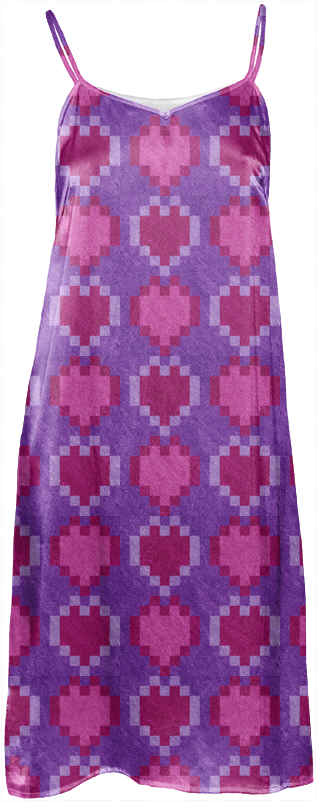 Pink Purple Pixel Heart Dress $114 - Fashion (400x821), Png Download