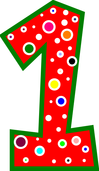 Number 1 Pink And Green Polkadot Clip Art At Clker - Number 1 Clip Art (342x590), Png Download