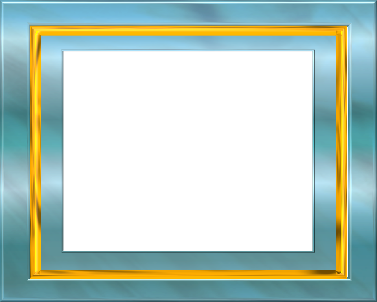 Blue Frame Gold Image (1303x1046), Png Download