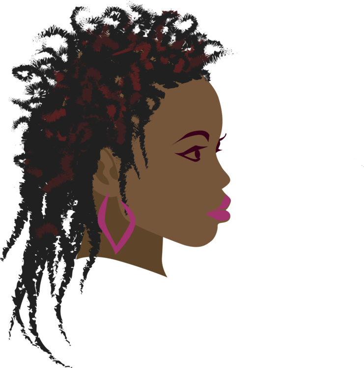 Medium Image - Girl Afro Drawing Side Profile (609x615), Png Download