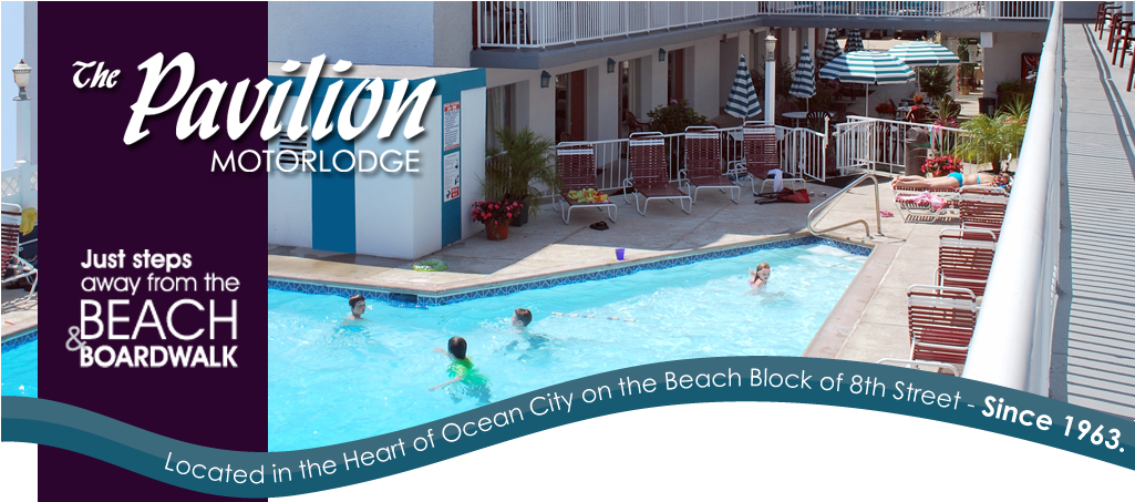 Enjoy A Relaxing Afternoon By The Pool Or In Our Beautiful - Pavilion Motor Lodge (1400x452), Png Download