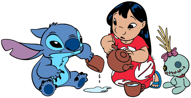 Stitch Lilo, Stitch Having Tea With Scrump - Lilo And Stitch Tea (609x314), Png Download