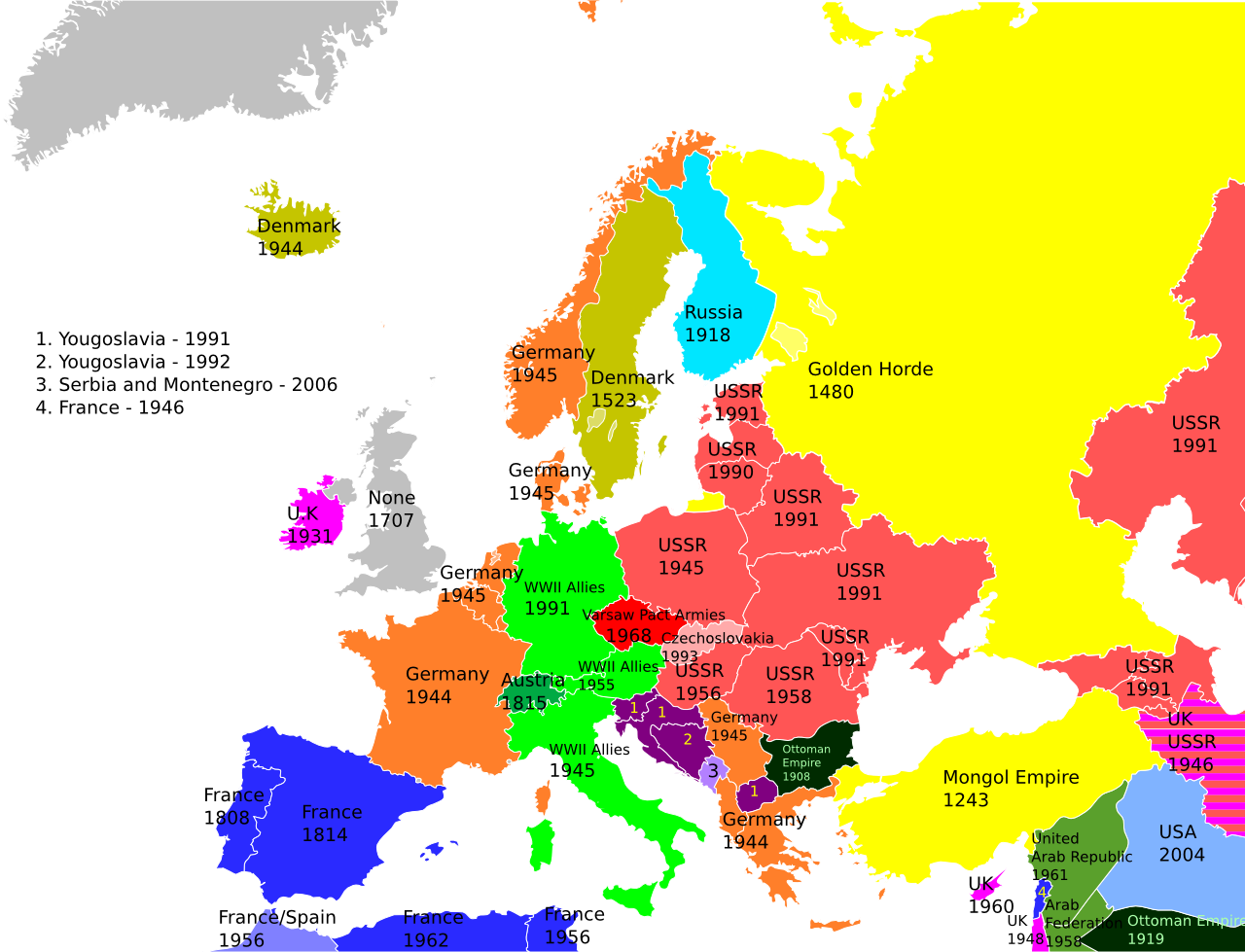 Countries Of Europe Last Subordination Png - Ireland To Israel Map (1280x979), Png Download