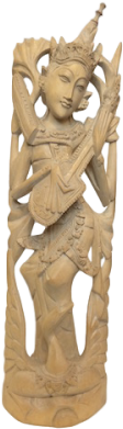 Small Javanese Saraswati - Wood (300x400), Png Download