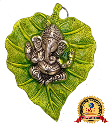 Leaf Ganesh Green Meena - Ganesh Ji Png Hd (500x525), Png Download