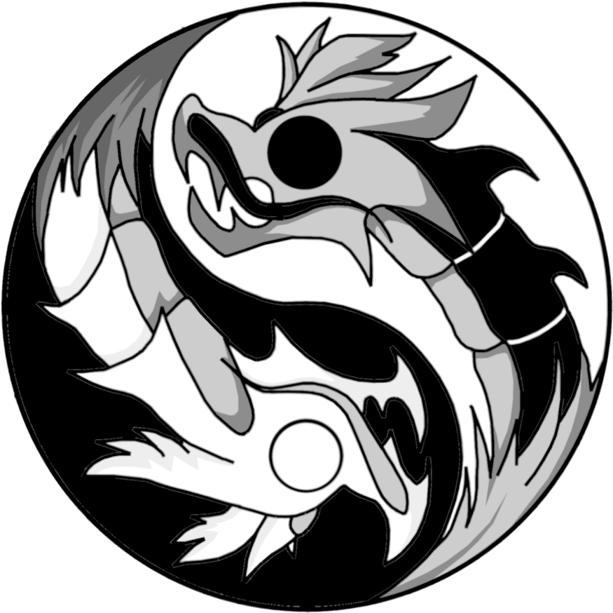 Tattoo Yin And Yang Chinese Dragon Drawing - Yin Yang Dragon Png (900x900), Png Download