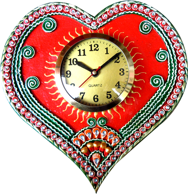 Paper Mache Designer Wall Clock Valentine Special, - Valentine's Day (648x652), Png Download