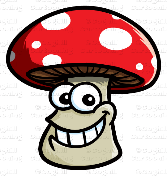 Cartoon Smiling Mushroom Clip Art Stock Illustration - Cartoon Mushroom With Face (540x569), Png Download