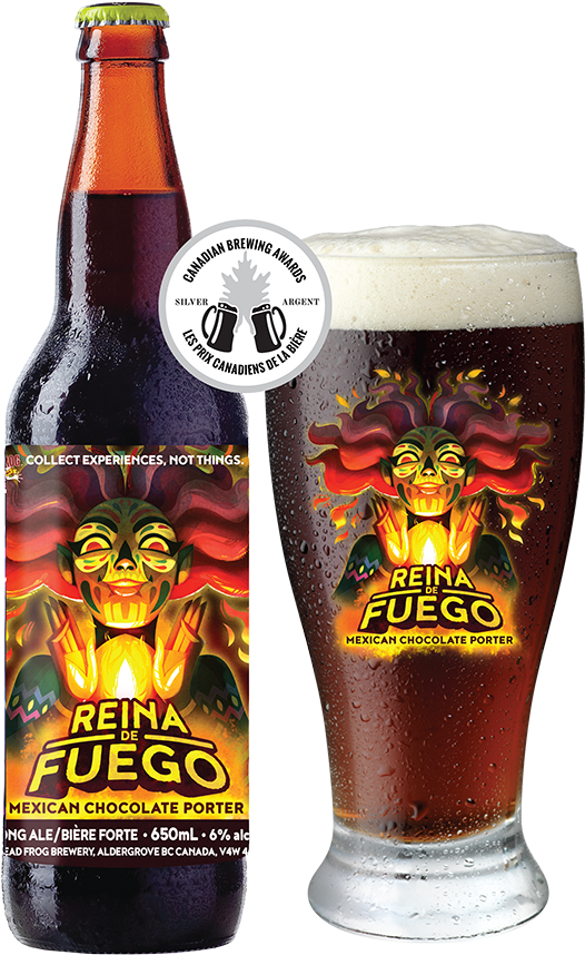 Reina De Fuego Mexican Chocolate Porter - Cerveja Dead Frog The Obsidian Dagger Ipa Noire - 355ml (551x878), Png Download