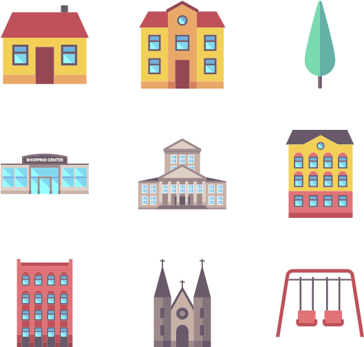Building Icons - City Element (600x564), Png Download