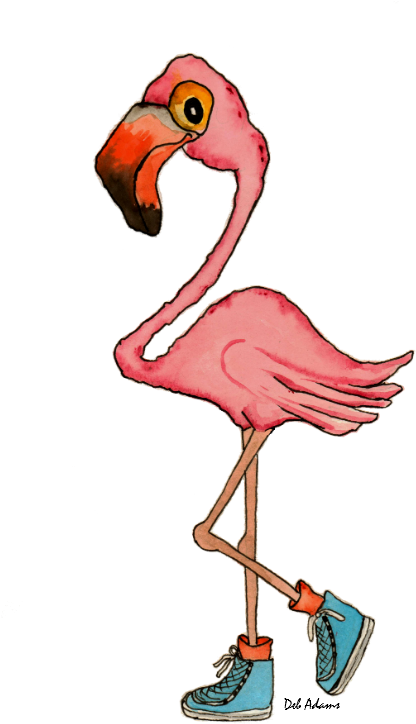 Fashionable Flamingo - It's Drink O'clock Large Luggage Tag (503x800), Png Download