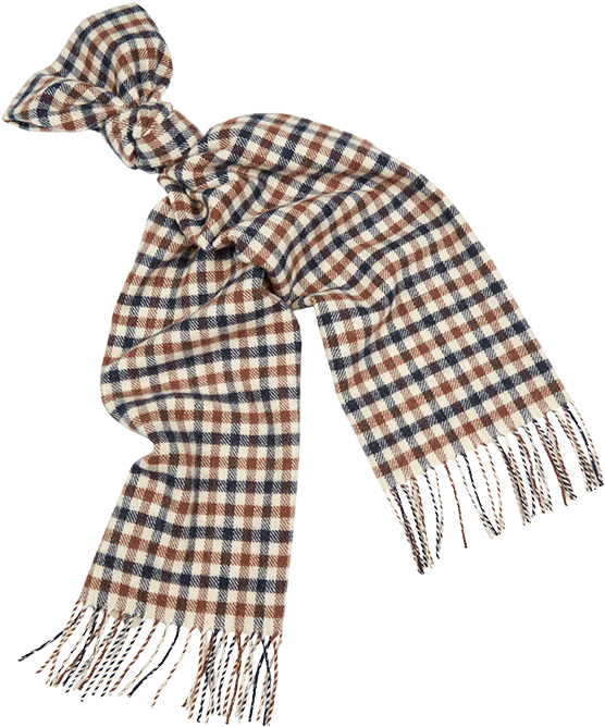 Classic Lambswool Club Check Scarf - Aquascutum Club Check Scarf Brown (584x764), Png Download
