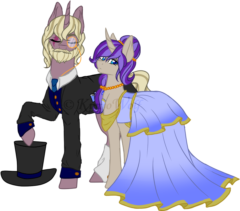 Kimyowolf, Clothes, Dress, Female, Hat, Male, Mare, - Cartoon (1002x760), Png Download