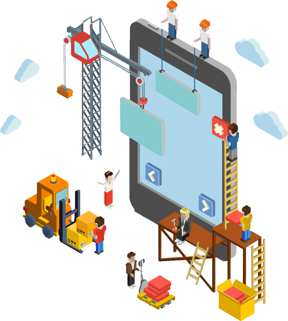 Custom Mobile Application Development - Web Under Construction Png (1300x1268), Png Download