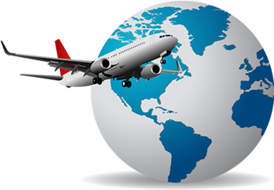 Air Ticketing - World Map (438x305), Png Download