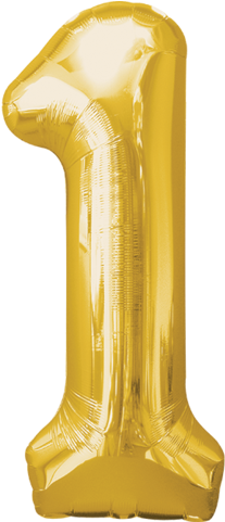 Numero 1 Dorado 28 Pulgadas Globo Metálico - Number 18 Gold Balloons (457x480), Png Download