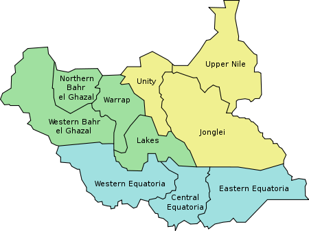 They Were Created Out Of The Three Historic Former - 10 States Of South Sudan (450x336), Png Download