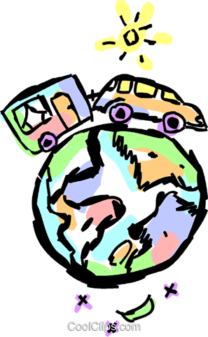 Family Car Traveling Around The World Royalty Free - Clip Art (297x480), Png Download