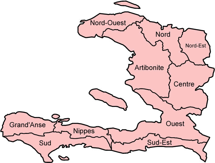 Haiti Departments Named - Blank Map Of Haiti (750x570), Png Download