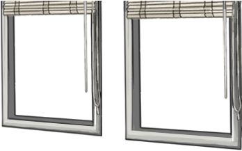 Window With Simple Bamboo Blind - Window (438x360), Png Download