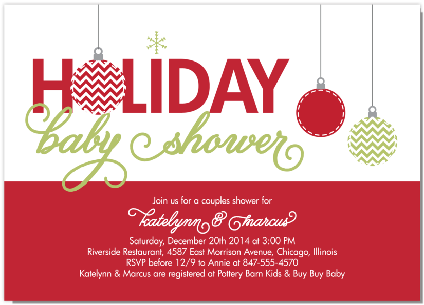 Holiday Baby Shower Invitation (1000x714), Png Download