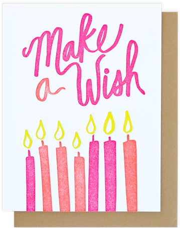 Make A Wish Letterpress Card (450x510), Png Download