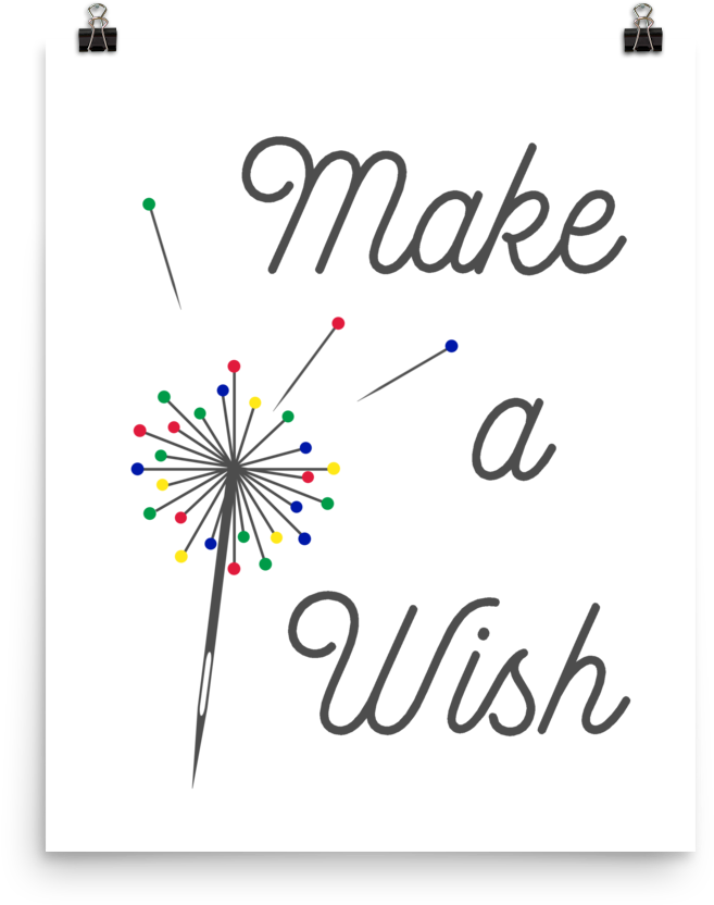 Make A Wish Sewing Pin Dandelion Poster (1000x1000), Png Download