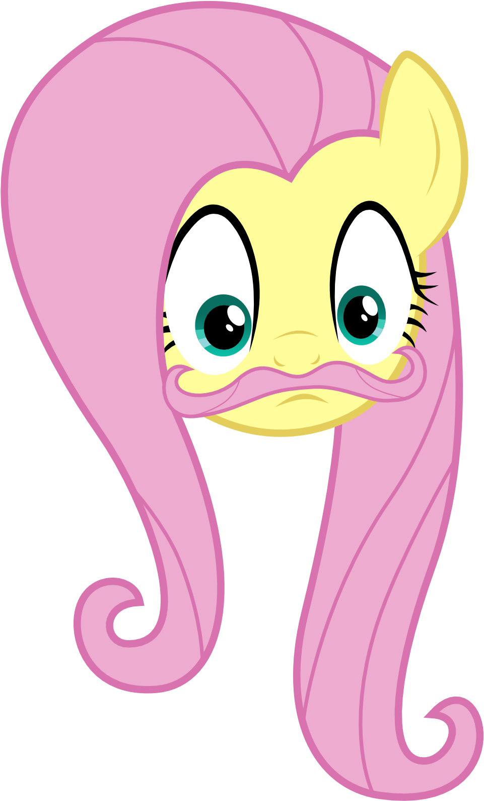 Remezer, Fluttershy, Moustache, Safe, Solo, Warfstache - Cartoon (1002x1622), Png Download