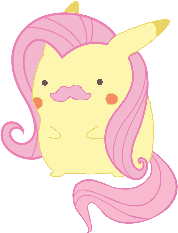 Bradleydoom, Crossover, Fluttershy, Moustache, Pikachu, - My Little Pony: Friendship Is Magic (720x940), Png Download