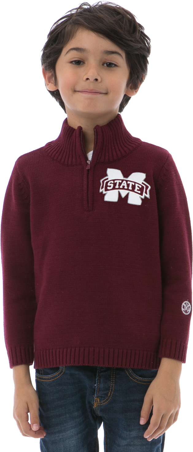 Mississippi State Boy's Quarter Zip - Sweater (1000x1500), Png Download