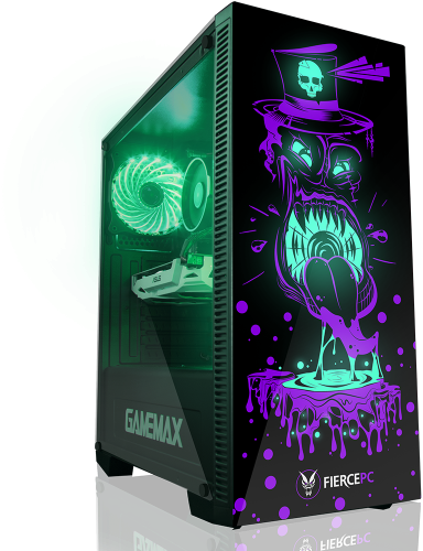 Gamemax Draco Rgb Black Midi Case With Shaman Hd Armour - Green And Purple Pc Case (500x500), Png Download