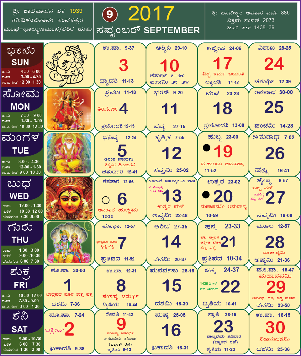 Kannada Calendar September 2017 With Gujarati Hindu - Kannada Calendar April 2018 (960x1133), Png Download