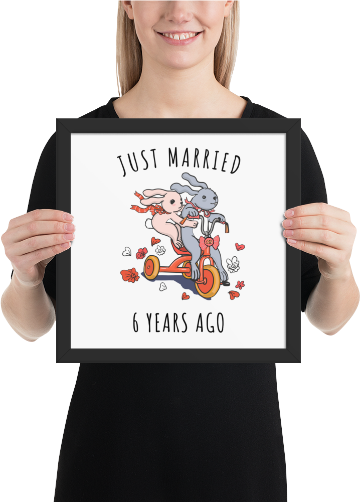 Just Married 6 Years Ago Couple Frame Poster - Poster (1000x1000), Png Download