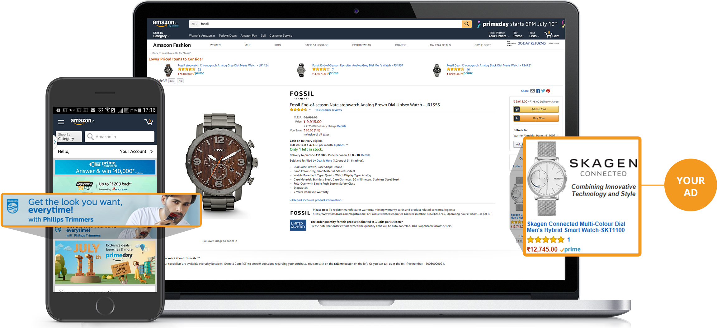 Here's Where Your Ads May Appear - Fossil Nate Chronograph Mens Jr1355 (2352x1080), Png Download