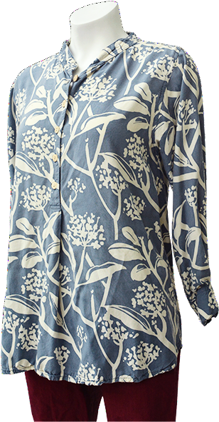 Frangipani Print Blouse In French Blue - Blouse (600x600), Png Download