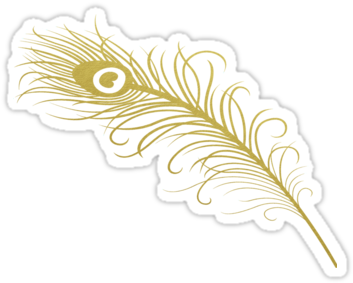Fancy Metallic Peacock Feather Gold By Pixelchicken - Peacock Feather Tattoo (375x360), Png Download