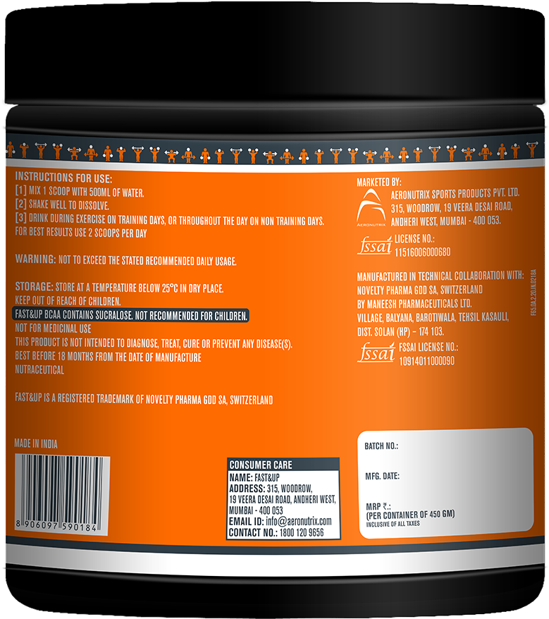 Fastandup Bcaa 450 Gm - Branched-chain Amino Acid (1100x1100), Png Download
