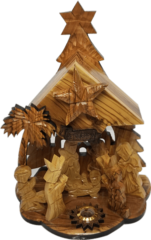 Olive-wood Handicrafts Nativity - Christmas Day (500x500), Png Download