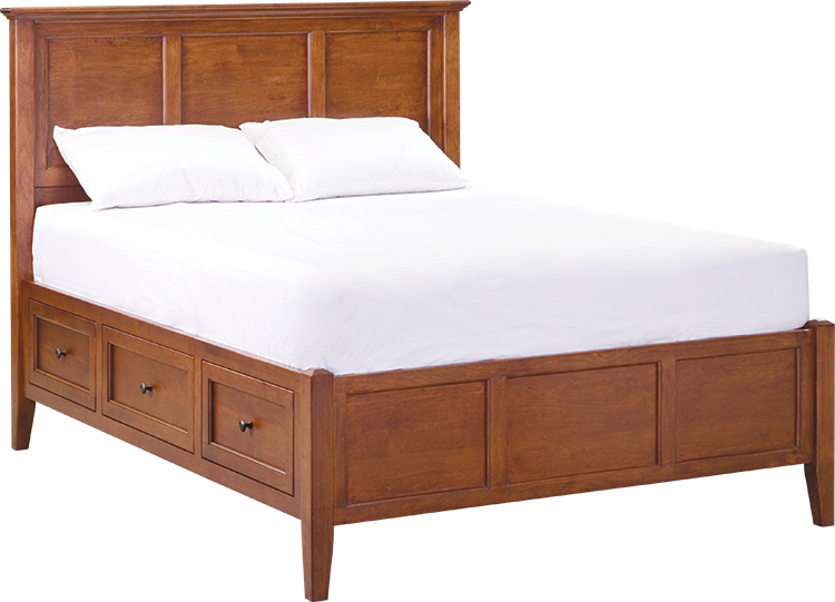 Mckenzie Queen Storage Bed - Full Size Panel Bed Pine (750x541), Png Download
