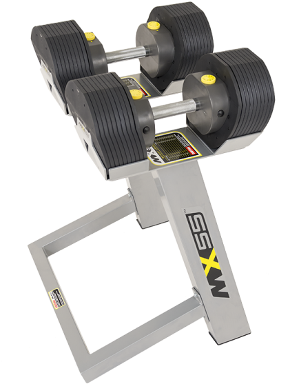 Mx55 Selectorised Dumbbell Set With Stand - Mx 55 Dumbbell (600x585), Png Download